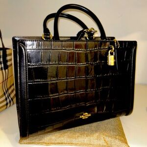 Black alligator coach bag